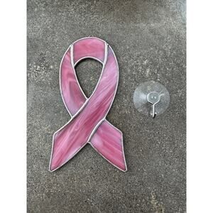 Breast Cancer Awareness-Stained Glass Ribbon Pink Support Window w/suction cup